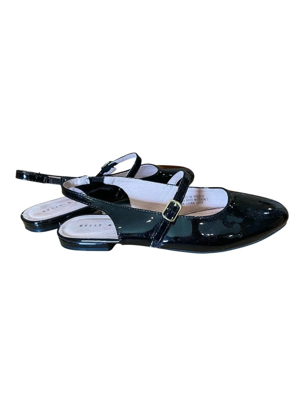 Kelly & Katie Black Patent Mary Jane Slingback Flats